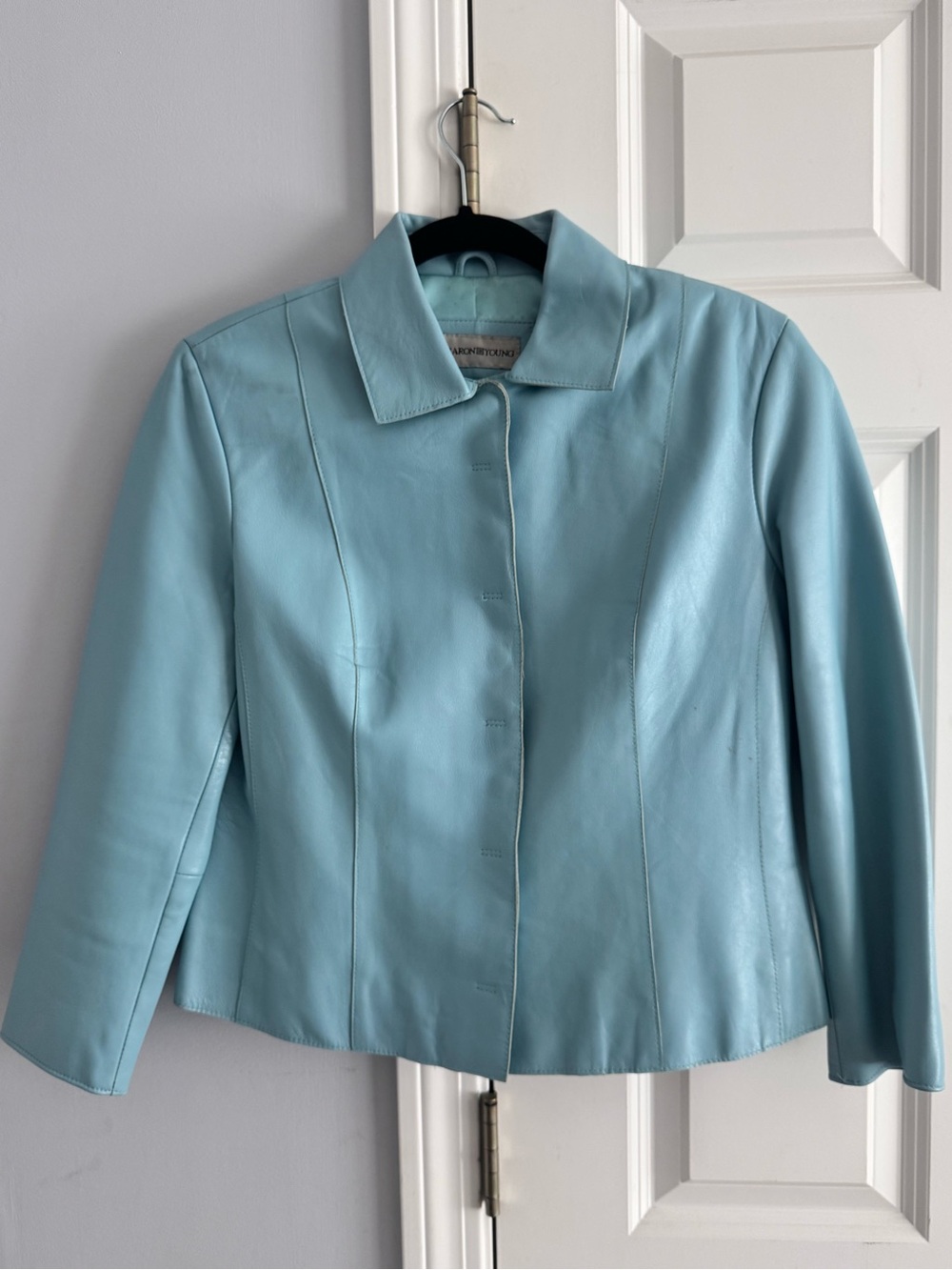 VTG  Light Blue Leather Jacket - Women's